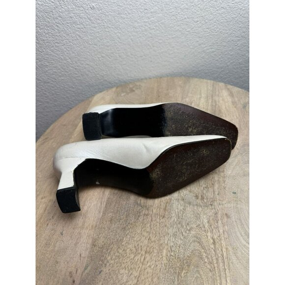 Stuart Weitzman Womens Ivory Leather Heels Size 36.5/6 C (Wide) Vintage - Picture 7 of 9